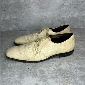 Stacy Adams White Faux Croc/Snake print‎ Oxford Dress Lace Up Shoes Sz 15M  Mens
